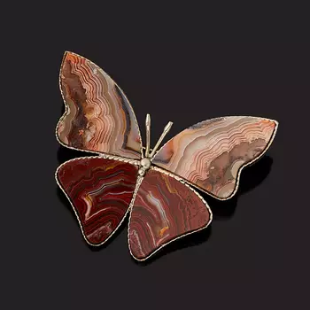 Брошь агат крейзи (мельхиор)