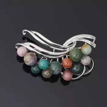 Брошь агат моховой (биж. сплав)