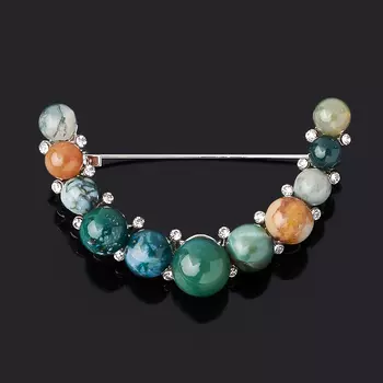 Брошь агат моховой (биж. сплав)