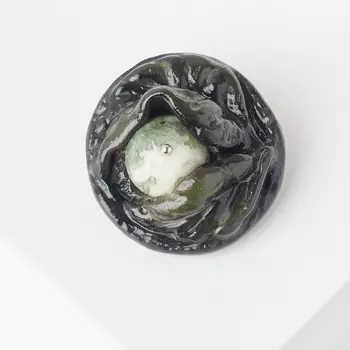 Брошь агат моховой (биж. сплав, глина полимерная)