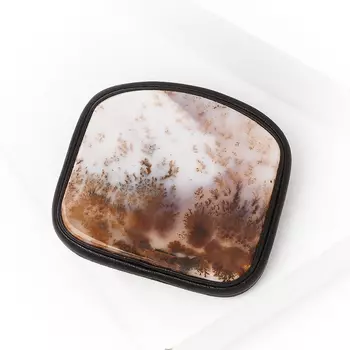 Брошь агат пейзажный (кожа натуральная)