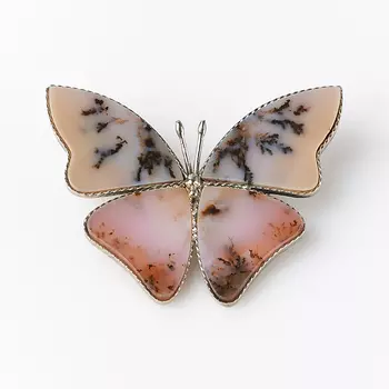 Брошь агат пейзажный (мельхиор)