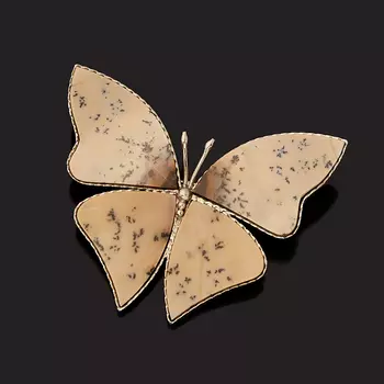 Брошь агат пейзажный (мельхиор)