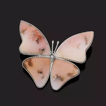 Брошь агат пейзажный (мельхиор)