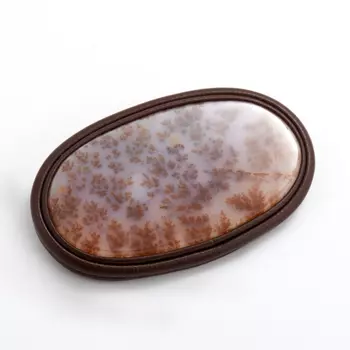 Брошь агат пейзажный (натуральная кожа)
