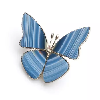 Брошь агат серый (мельхиор)