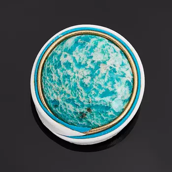 Брошь амазонит (натуральная кожа)