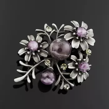 Брошь аметист (биж. сплав)