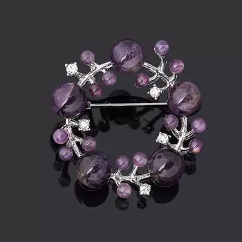 Брошь аметист (биж. сплав)