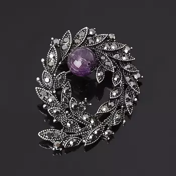 Брошь аметист (биж. сплав)