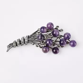 Брошь аметист (биж. сплав)