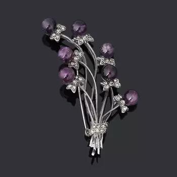 Брошь аметист (биж. сплав)