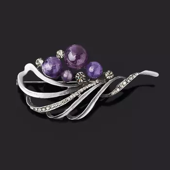 Брошь аметист (биж. сплав)