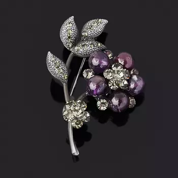 Брошь аметист (биж. сплав)