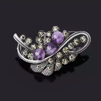 Брошь аметист (биж. сплав)