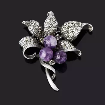 Брошь аметист (биж. сплав)
