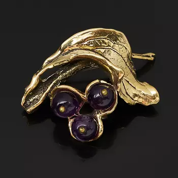 Брошь аметист (биж. сплав, бронза)