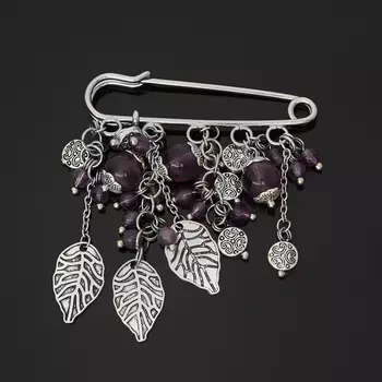 Брошь аметист (биж. сплав) (булавка)