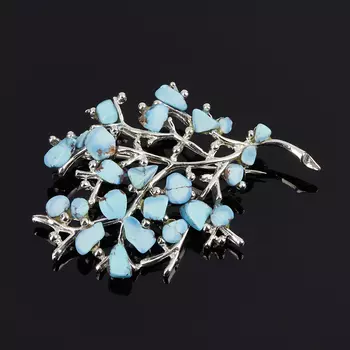 Брошь бирюза (биж. сплав посеребр.)