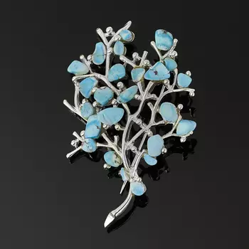 Брошь бирюза (биж. сплав посеребр.)