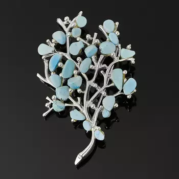 Брошь бирюза (биж. сплав посеребр.)