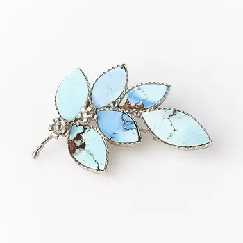 Брошь бирюза (мельхиор)