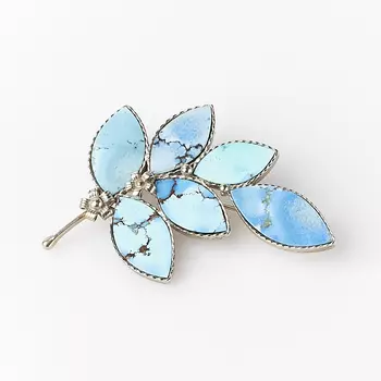 Брошь бирюза (мельхиор)