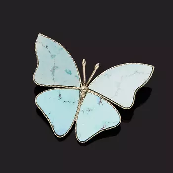 Брошь бирюза (мельхиор)