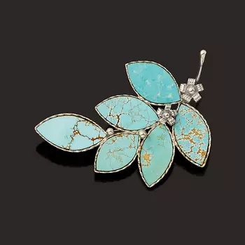 Брошь бирюза (мельхиор)