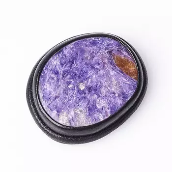 Брошь чароит (кожа натуральная)