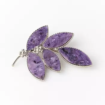 Брошь чароит (мельхиор)