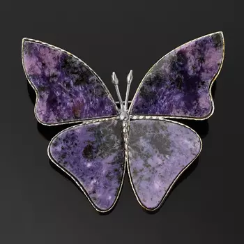 Брошь чароит (мельхиор)