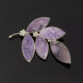 Брошь чароит (мельхиор)