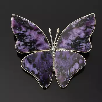 Брошь чароит (мельхиор)