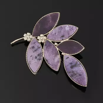 Брошь чароит (мельхиор)