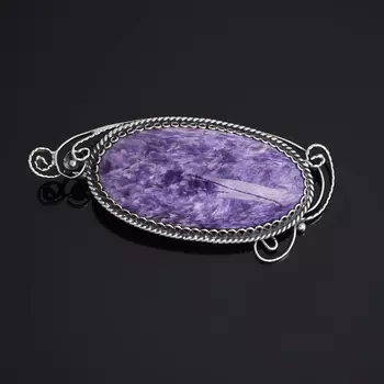 Брошь чароит (нейзильбер)