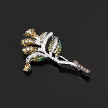 Брошь цитрин огранка (серебро 925 пр.)