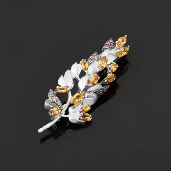 Брошь цитрин огранка (серебро 925 пр.)