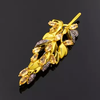 Брошь цитрин огранка (серебро 925 пр.)