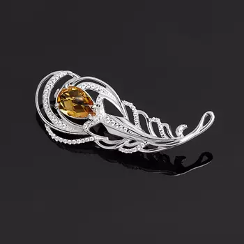 Брошь цитрин (серебро 925 пр.) огранка