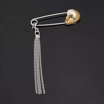 Брошь цитрин (серебро 925 пр. родир. бел., родир. черн.) огранка (булавка)