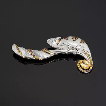 Брошь цитрин (серебро 925 пр. родир. бел., родир. черн.) огранка