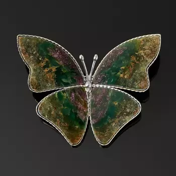 Брошь цоизит (мельхиор)