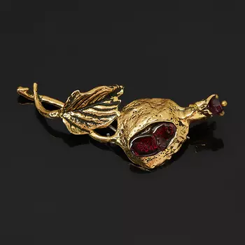 Брошь гранат альмандин (биж. сплав, бронза)