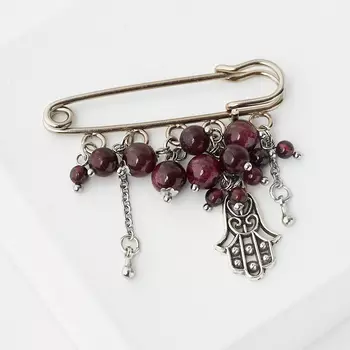 Брошь гранат альмандин (биж. сплав) (булавка)