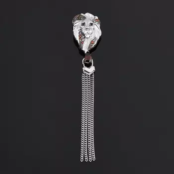 Брошь гранат альмандин (серебро 925 пр. родир. бел., родир. черн.) огранка