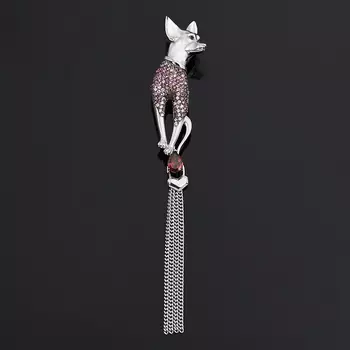 Брошь гранат родолит (серебро 925 пр. родир. бел., родир. черн.) огранка