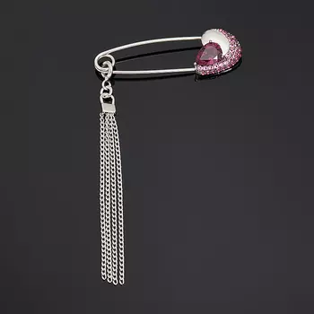 Брошь гранат родолит (серебро 925 пр. родир. бел., родир. черн.) огранка (булавка)