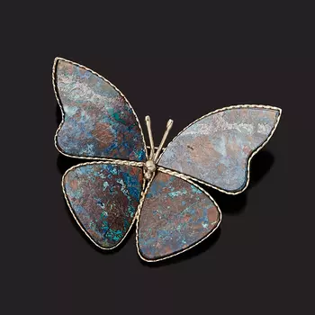 Брошь хризоколла (мельхиор)