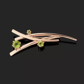 Брошь хризолит (серебро 925 пр. позолота) огранка